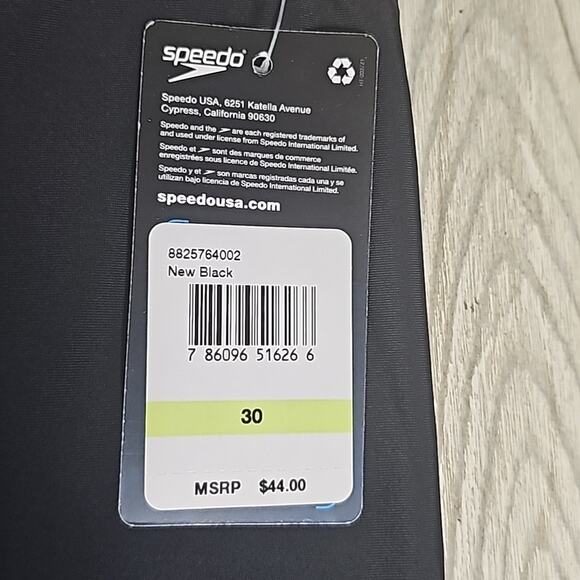 Speedo Powerflex Solid Jammer Swimsuit Black Shorts Mens Size 30 NWT - Picture 7 of 7